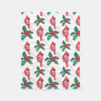 Kerstkardinalen en Holly Fleece Deken