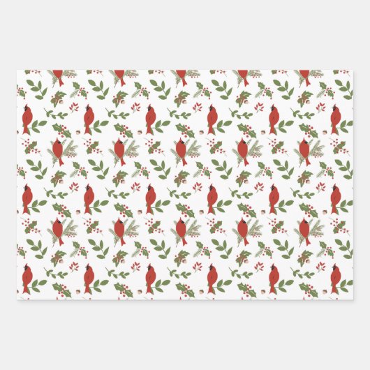 kerstkardinalen en Holly Wrapping Paper (Voorkant 2)