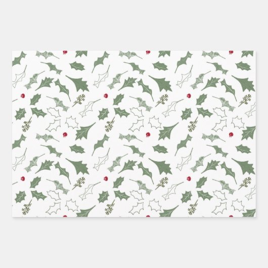 kerstkardinalen en Holly Wrapping Paper (Voorkant)