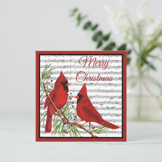 kerstkardinalen feestdagenkaart (Staand voorkant)