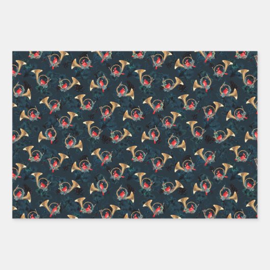 Kerstkardinalen in goudpaarden met pine-priesters inpakpapier vel (Voorkant 3)