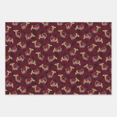 Kerstkardinalen in goudpaarden met pine-priesters inpakpapier vel (Voorkant 2)