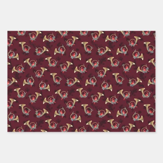 Kerstkardinalen in goudpaarden met pine-priesters inpakpapier vel (Voorkant 2)