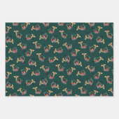 Kerstkardinalen in goudpaarden met pine-priesters inpakpapier vel (Voorkant)