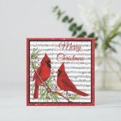 kerstkardinalen met glitter-lijst feestdagenkaart (Staand voorkant)