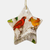 kerstkardinalen rovogels keramisch ornament (Rechts)