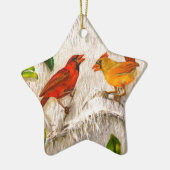 kerstkardinalen rovogels keramisch ornament (Links)