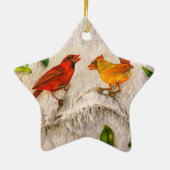 kerstkardinalen rovogels keramisch ornament (Achterkant)