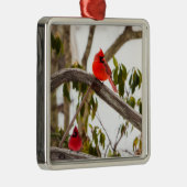 kerstkardinalen Scene Metalen Ornament (Rechts)