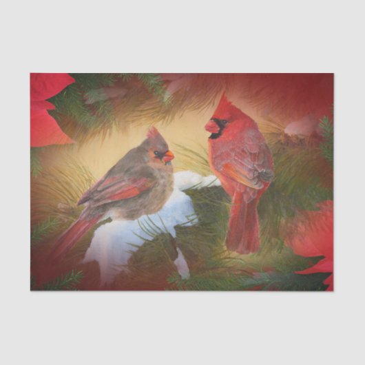 kerstkardinalen tissuepapier (Voorkant)