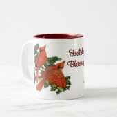 kerstkardinalen tweekleurige koffiemok (Voorkant links)