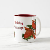 kerstkardinalen tweekleurige koffiemok (Voorkant rechts)