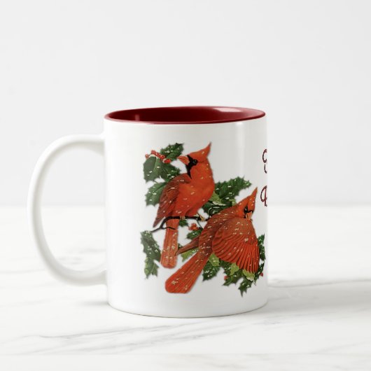 kerstkardinalen tweekleurige koffiemok (Links)