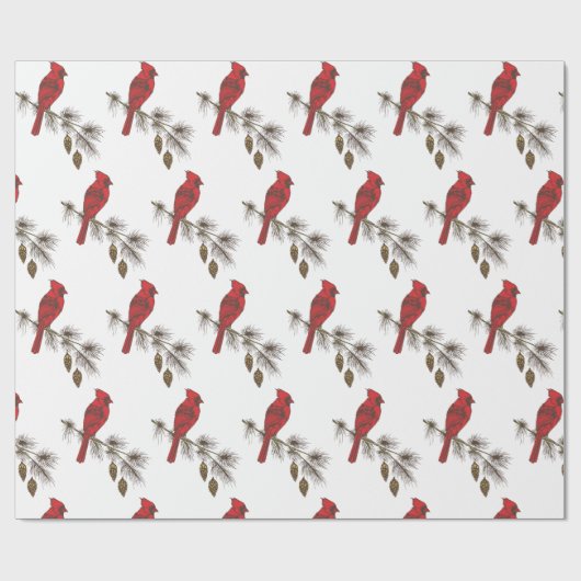 Kerstkardinalen Verpakkingspapier Cadeaupapier (Vlak)