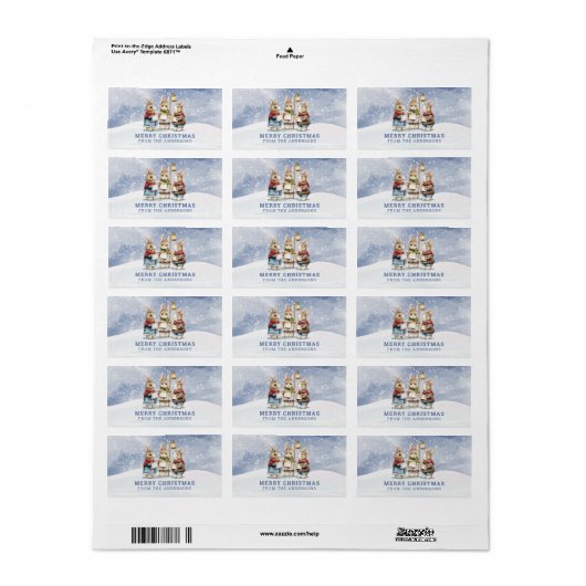 kerstkarol zingend Bunnies Gift Label (Full Sheet)