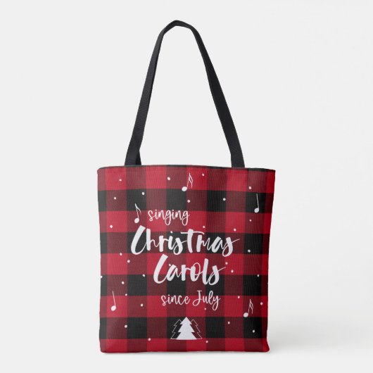 Kerstkarolen met rode buffelstang tote bag (Achterkant)