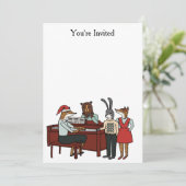 Kerstkarolen rond de uitnodiging van Piano (Staand voorkant)