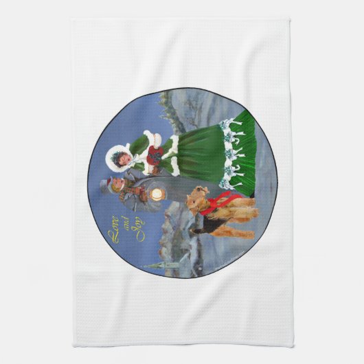 kerstkarolen theedoek (Verticaal)