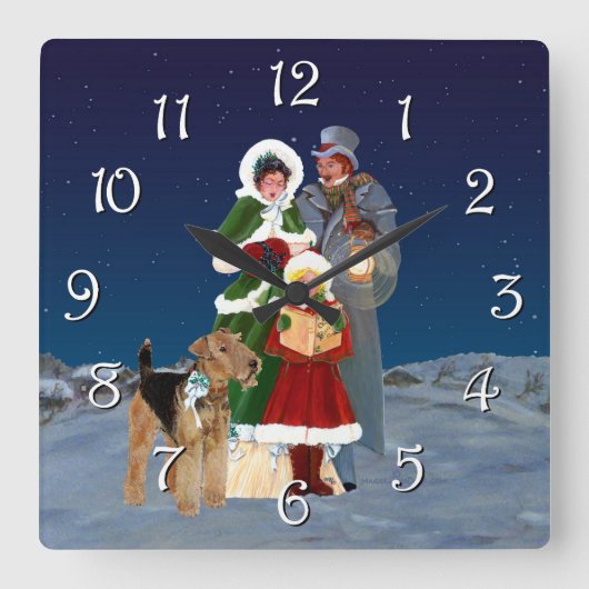 kerstkarolen vierkante klok (Voorkant)