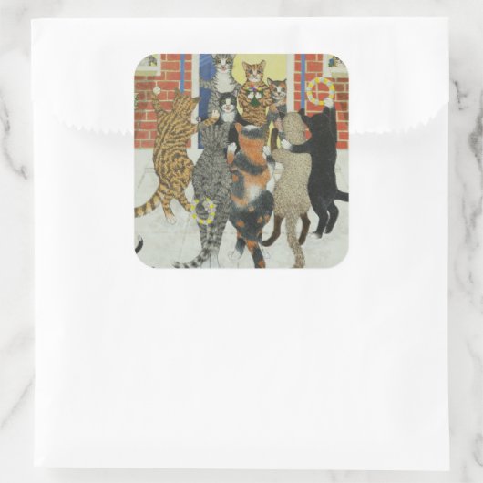 kerstkarolen vierkante sticker (Tas)