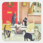 kerstkarolen vierkante sticker (Voorkant)