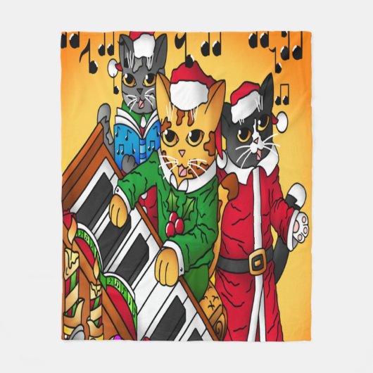 kerstkarolkatten fleece deken (Voorkant)