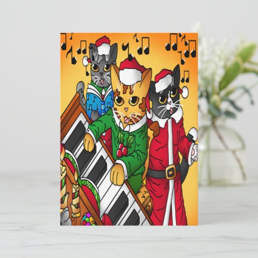 kerstkarolkatten kaart (Staand voorkant)
