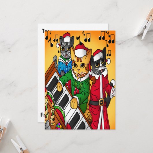 kerstkarolkatten kaart (Voorkant / Achterkant in situ)