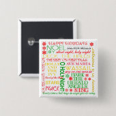 kerstkaroltitels op overhemden, kleding, geschenke vierkante button 5,1 cm (Voorkant /achterkant)