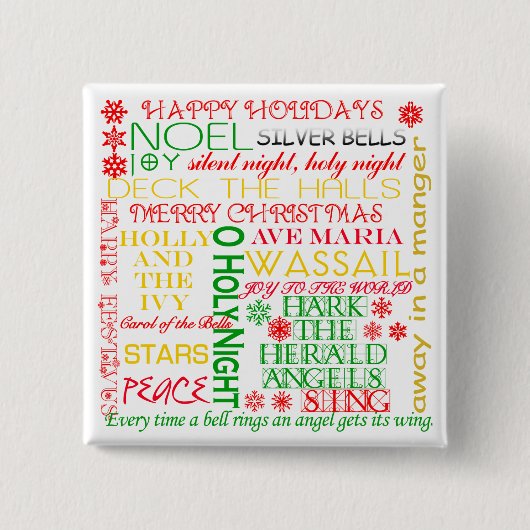 kerstkaroltitels op overhemden, kleding, geschenke vierkante button 5,1 cm (Voorkant)