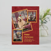 KERSTKART COLLAAGE MET ECHT GOUD FOLIE FOLIE UITNODIGING (Staand Voorkant)