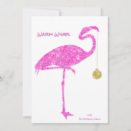 KERSTKART FLAMINGO | Tropisch Roze Glitter Feestdagenkaart
