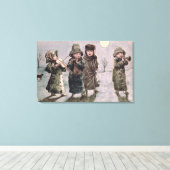 Kerstkarteling (met papier) canvas afdruk (Insitu (Houten vloer))