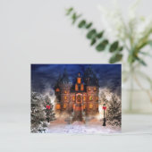 kerstkasteel feestdagenkaart (Staand voorkant)