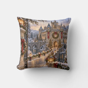 Kerstkasteel Winterse Landschap Kussen