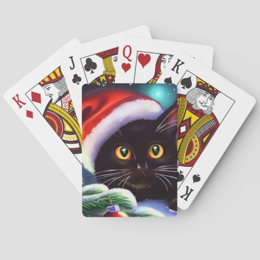 Kerstkat (1) pokerkaarten (Achterkant)
