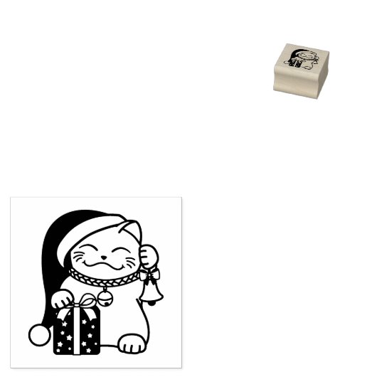 Kerstkat 1x1 rubberstempel (Gestempeld)