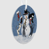 Kerstkat 2 en sneeuwman 2 zijkant ornament (voorkant)