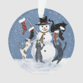Kerstkat 2 en sneeuwman 2 zijkant ornament (voorkant)
