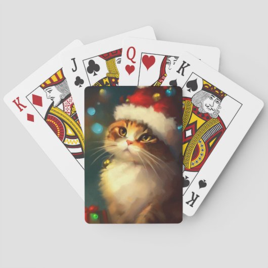 Kerstkat (3) pokerkaarten (Achterkant)