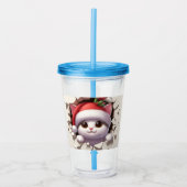 Kerstkat 3D Acryl Drinkbeker (Voorkant)