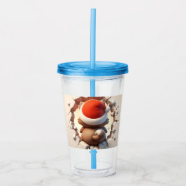 Kerstkat 3D Acryl Drinkbeker