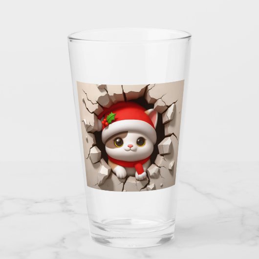 Kerstkat 3D Glas (Voorkant)