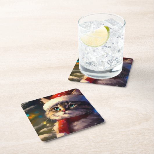 Kerstkat 5 kartonnen onderzetters (Insitu)