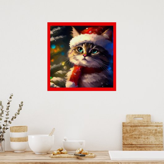 Kerstkat 5 poster (Keuken)