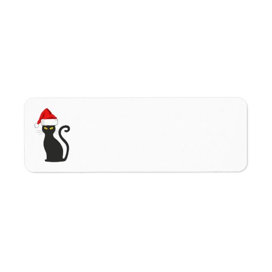 KERSTKAT ADRES ETIKETTEN, ZWARTE KITTY ETIKET (Voorkant)