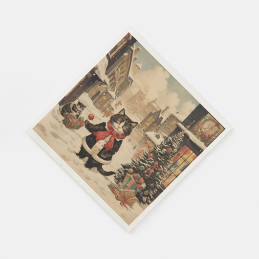 Kerstkat, Besneeuwde Dag Servet (Hoek)