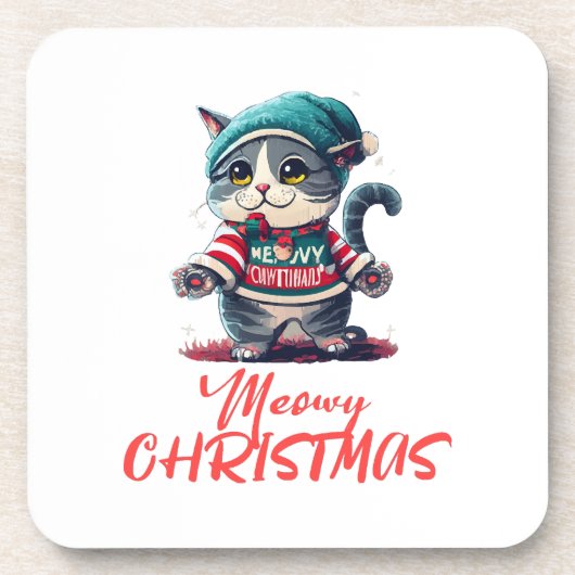 Kerstkat bier onderzetter (Voorkant)