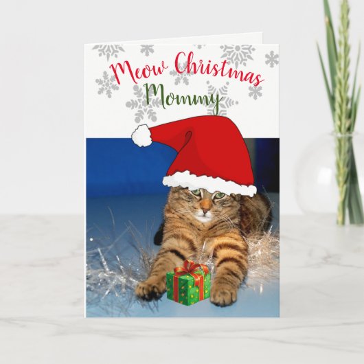 Kerstkat Binnen Kerstdropping /Meow Kerstmis Feestdagen Kaart (Voorkant)