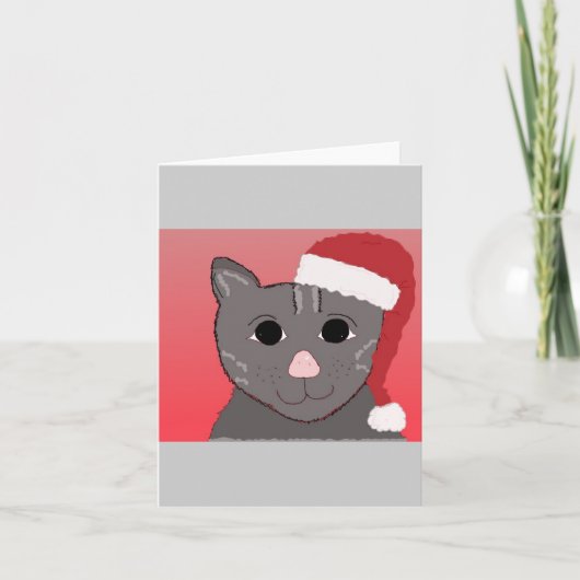 Kerstkat Blank Binnenkant Feestdagen Kaart (Voorkant)